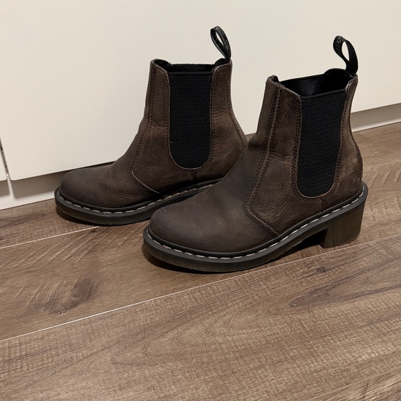 Dr. Martens Shoes - Dr. Martens Brown Leather Chelsea Heel Booties